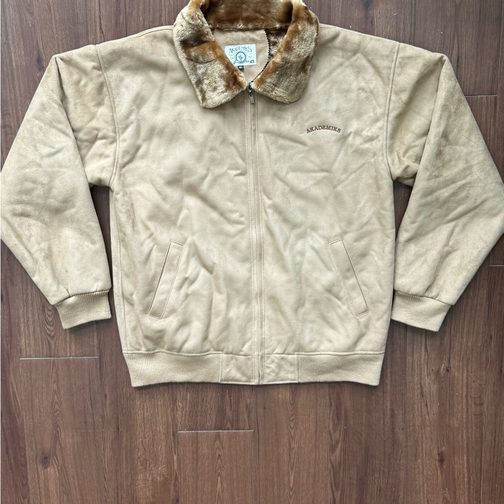 Akademiks Tan Faux Fur Leather Jacket